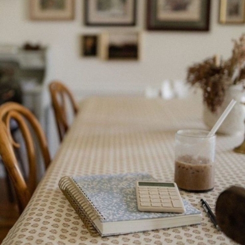 A planner on a kitchen table.