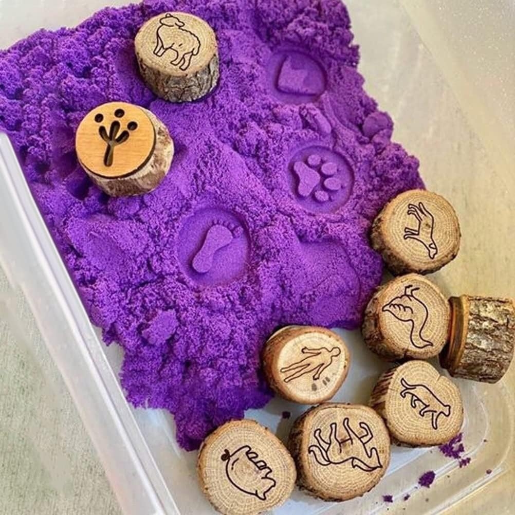 Animal tracks in kinetic sand